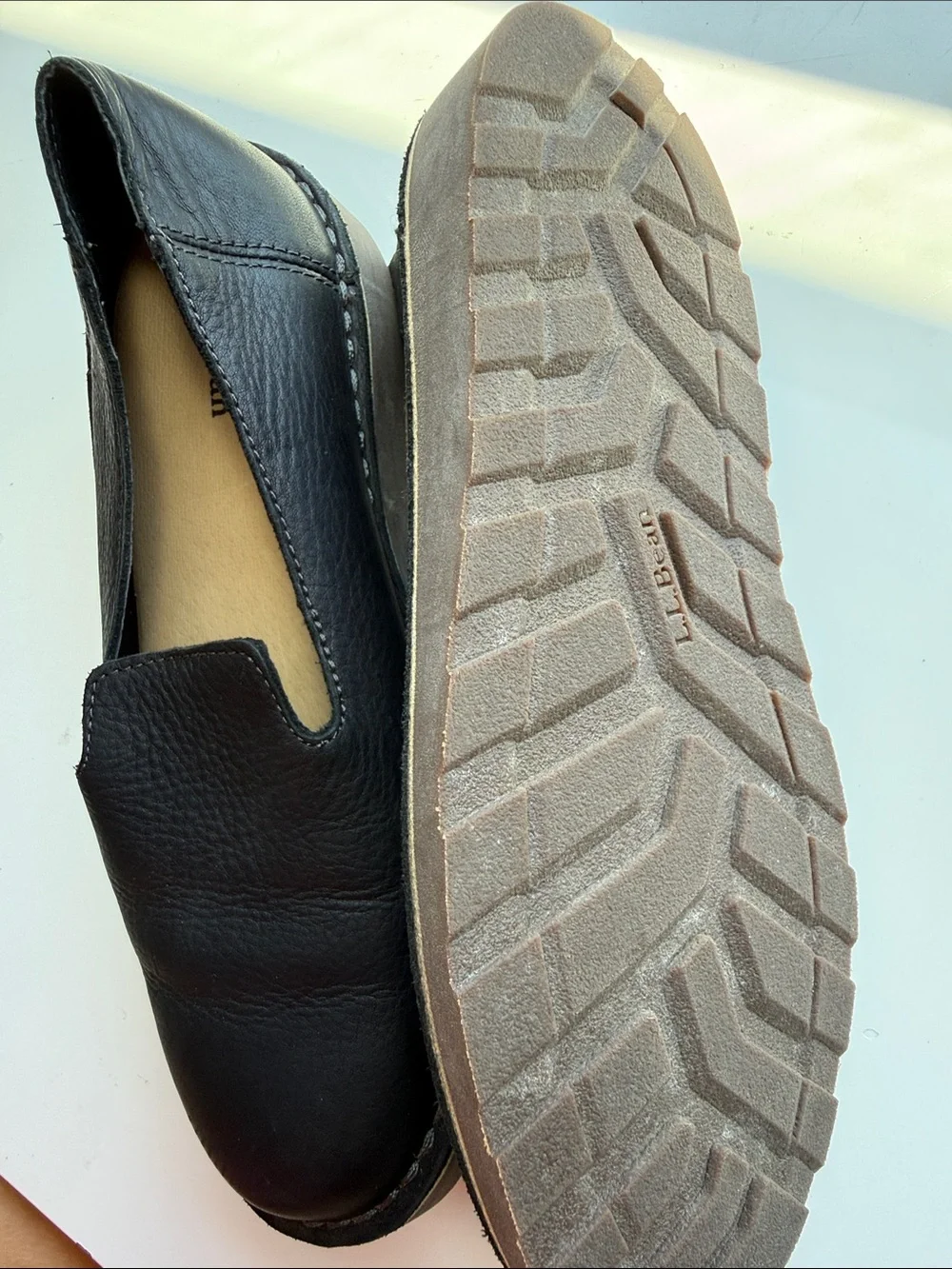 L.L. Bean Black Leather Slip-On Loafers